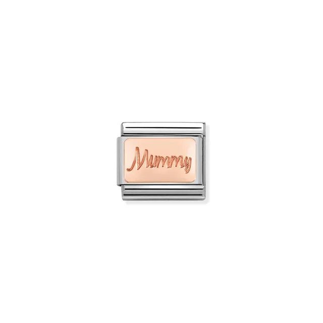Nomination Classic Link with rose-gold Mummy engraving on stainless steel