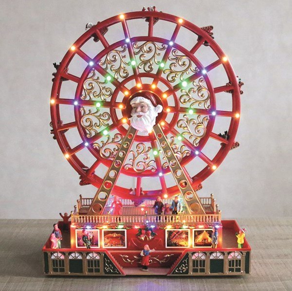 LED Santa Ferris wheel glowing on a tabletop display

