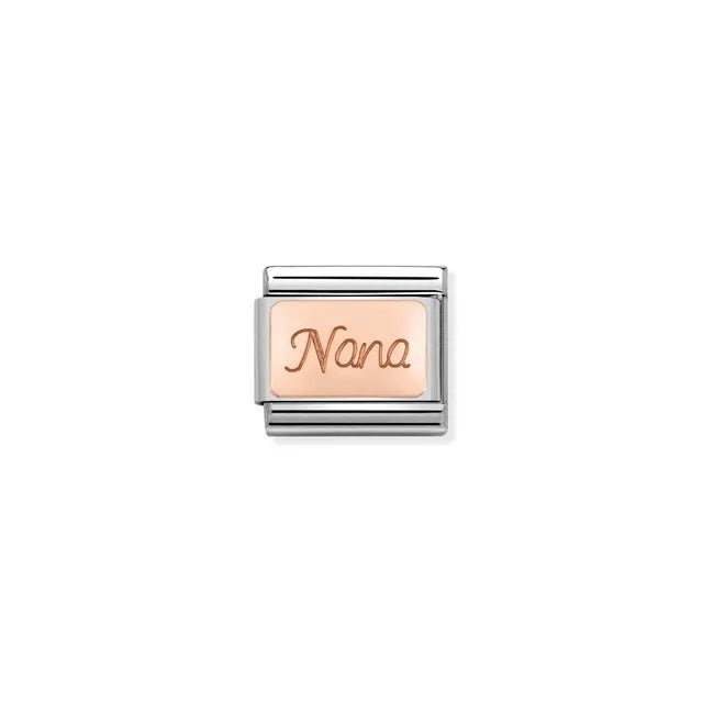 Nomination Classic Link with rose-gold Nana engraving on stainless steel