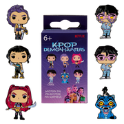 Netflix K-POP Demon Hunters mystery pin blind box with the full range of character pin designs shown