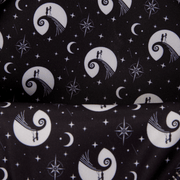 Nightmare Before Christmas Loungefly backpack interior lining with Jack and Sally moon and star pattern