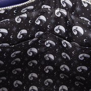 Nightmare Before Christmas Loungefly bag interior lining with Jack and Sally moon and star pattern