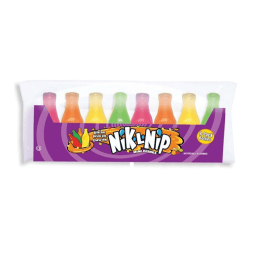 Nik-L-Nip Original wax bottles American candy 8 pack with colourful mini wax drink bottles