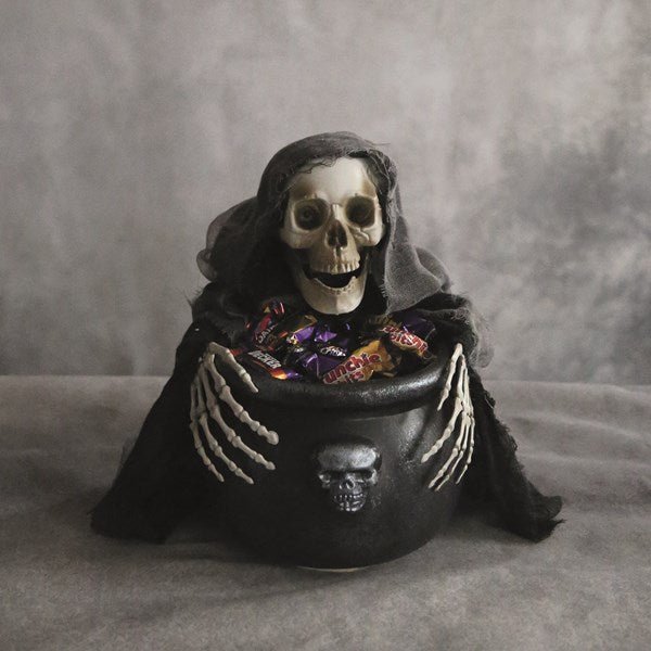 LED animated Grim Reaper sweet bowl without red glowing eyes, 33cm

