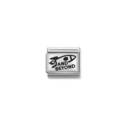 Nomination Classic Link charm with And Beyond rocket ship motif in oxidised sterling silver on stainless steel, for a Nomination Bracelet