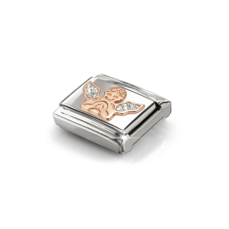 Nomination rose gold Angel with Glitter Classic Link, angled view