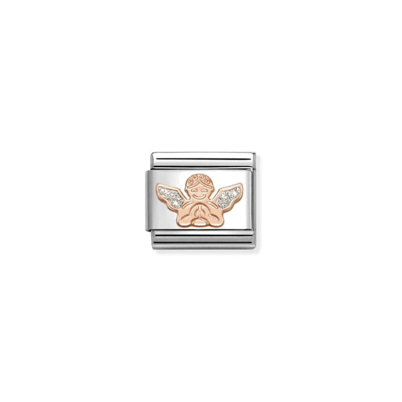 Nomination Angel with Glitter Classic Link in rose gold, front view