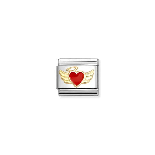 Nomination Angel Wings Heart Classic Link with red enamel and bonded yellow gold