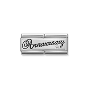 Nomination Classic Composable Anniversary Double Link featuring sterling silver lettering and a sparkling white cubic zirconia.
