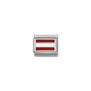 Close-up of Nomination Austrian Flag Classic Link charm in enamel and silver