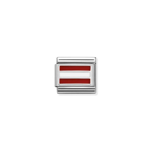 Close-up of Nomination Austrian Flag Classic Link charm in enamel and silver
