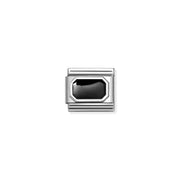 Nomination Classic link charm with glossy black enamel rectangle on stainless steel and silver
