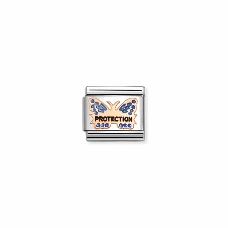 Nomination Classic blue butterfly protection link in 9k rose gold for Nomination Composable Classic bracelets