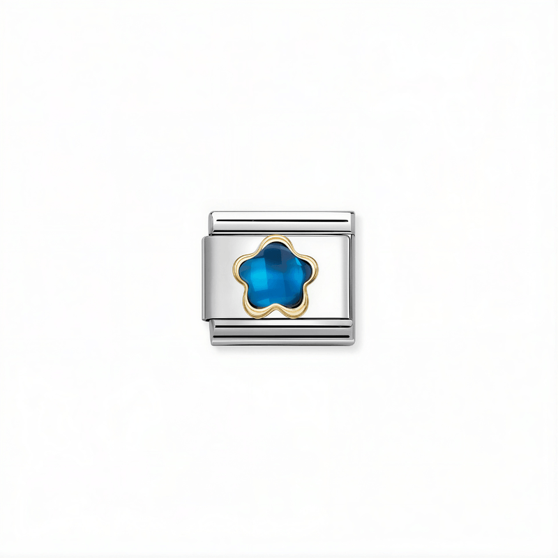 Nomination Classic blue flower link with 18k gold detail for Nomination Composable Classic bracelets