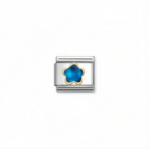 Nomination Classic blue flower link with 18k gold detail for Nomination Composable Classic bracelets