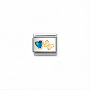Nomination Classic link with blue heart stone and 18k gold butterfly for Nomination Composable Classic bracelets