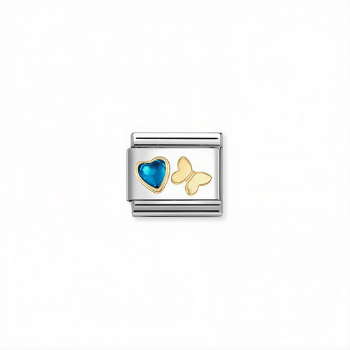 Nomination Classic link with blue heart stone and 18k gold butterfly for Nomination Composable Classic bracelets