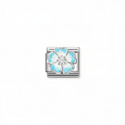 Nomination Classic blue shaded flower link in silver with enamel and cubic zirconia for Nomination Composable Classic bracelets