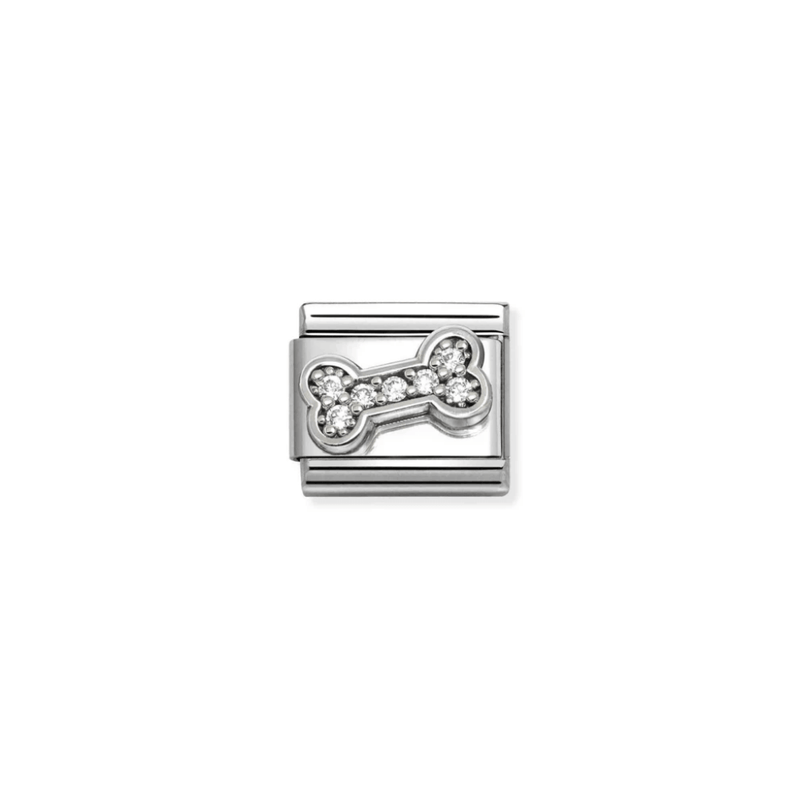 Nomination silver Bone with Cubic Zirconia Classic Link, front view