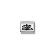 Nomination Classic Link charm with engraved book and flowers