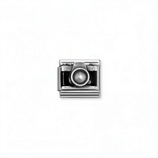 Nomination Classic camera link in silver with black enamel detail for Nomination Composable Classic bracelets