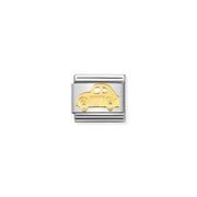 Nomination Car Classic Link charm in stainless steel with bonded yellow-gold car motif