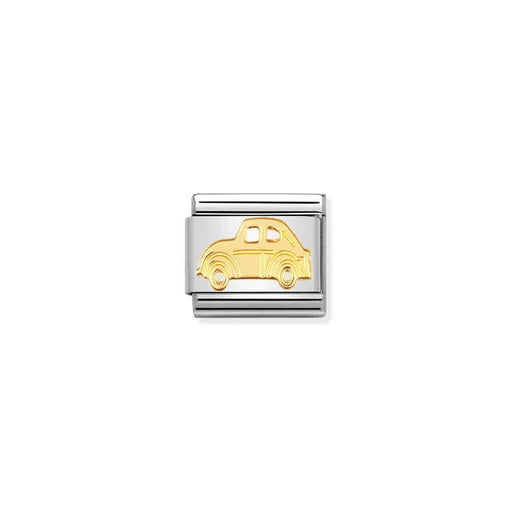 Nomination Car Classic Link charm in stainless steel with bonded yellow-gold car motif