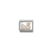 Nomination Cat with Glitter Classic Link with rose gold outline, front view