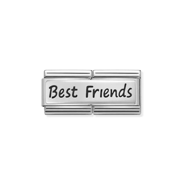 Nomination Classic double Link in stainless steel with sterling-silver plate engraved “Best Friends”.