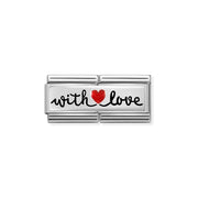 Nomination Double Link With Love in stainless steel and sterling silver with red enamel heart – charm for Nomination Bracelets.
