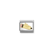 Nomination Classic stainless steel charm with yellow gold pencil, rose and coloured enamel