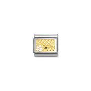 Nomination Classic Link with yellow-gold handbag and black/white enamel flower