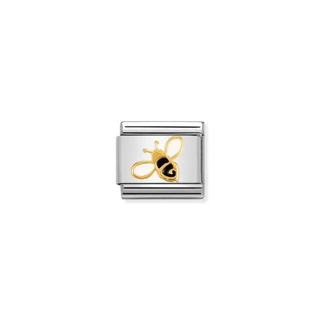 Nomination Classic Link with yellow-gold bee and black enamel