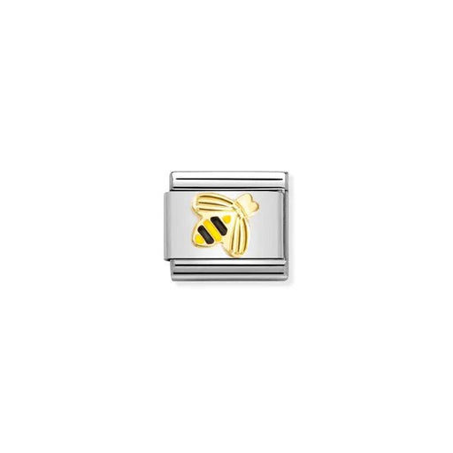 Nomination Classic Link with yellow-gold bee and black enamel stripes