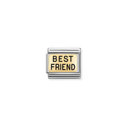 Nomination Classic Link with yellow-gold plaque and BEST FRIEND in black enamel