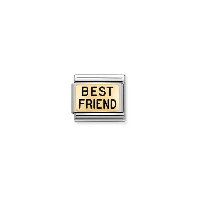 Nomination Classic Link with yellow-gold plaque and BEST FRIEND in black enamel