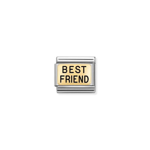 Nomination Classic Link with yellow-gold plaque and BEST FRIEND in black enamel