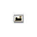 Nomination Classic Link black cat motif in bonded yellow gold with black enamel, Composable bracelet charm