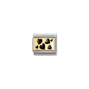 Nomination Classic Link with yellow-gold plaque and scattered black enamel hearts