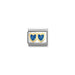 Nomination Classic Link with yellow-gold double hearts filled with blue glitter