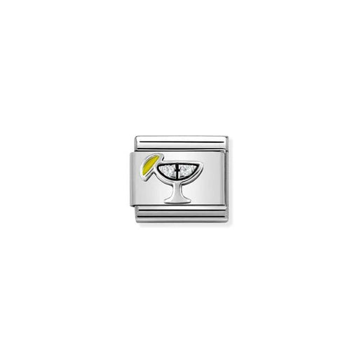Nomination Composable Classic Link with sterling-silver cocktail glass and white cubic zirconia on stainless steel