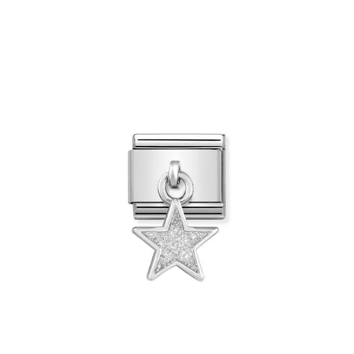 Nomination Classic Link star pendant in silver with white glitter – charm for Nomination Bracelets.