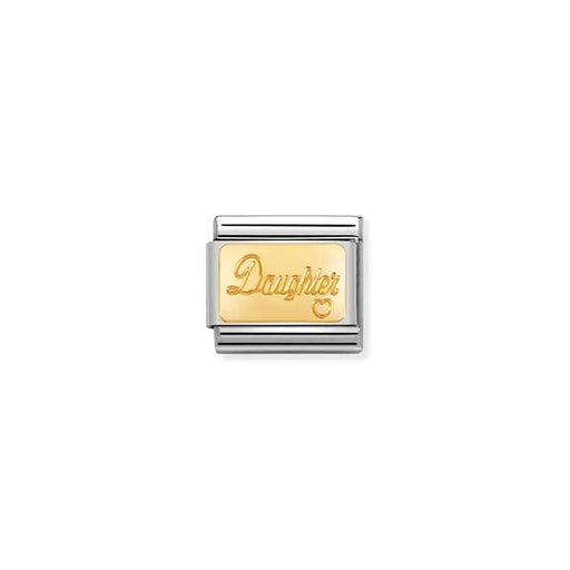 Nomination Classic Link Daughter engraved plaque in bonded yellow gold, Composable bracelet charm