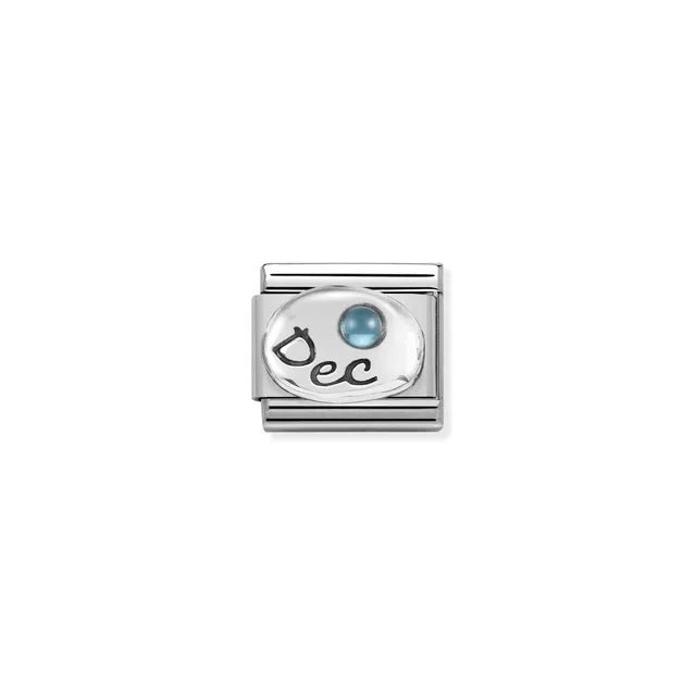 Nomination Classic Link December birthstone light blue topaz in sterling silver, Composable bracelet charm