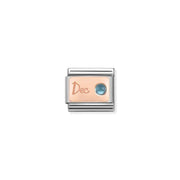 Nomination Classic Link December topaz birthstone charm on rose-gold plate engraved Dec,