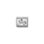 Nomination Classic Link dragonfly in sterling silver with blue and yellow cubic zirconia, Composable bracelet charm