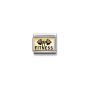 Nomination Bracelet with yellow gold Fitness Weights Classic Link engraved in black