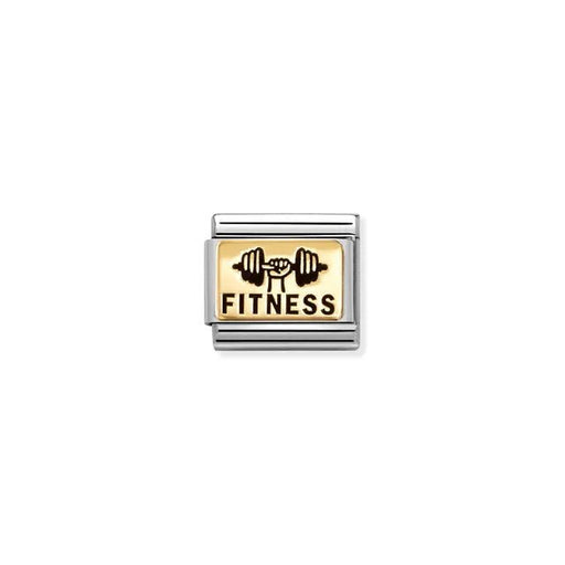 Nomination Bracelet with yellow gold Fitness Weights Classic Link engraved in black