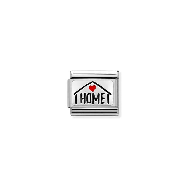 Nomination Composable Link Silver - Home with Red Heart