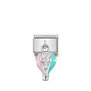 Nomination Bracelet with Classic Pendant Link: pastel enamel hot air balloon with white CZ pavé